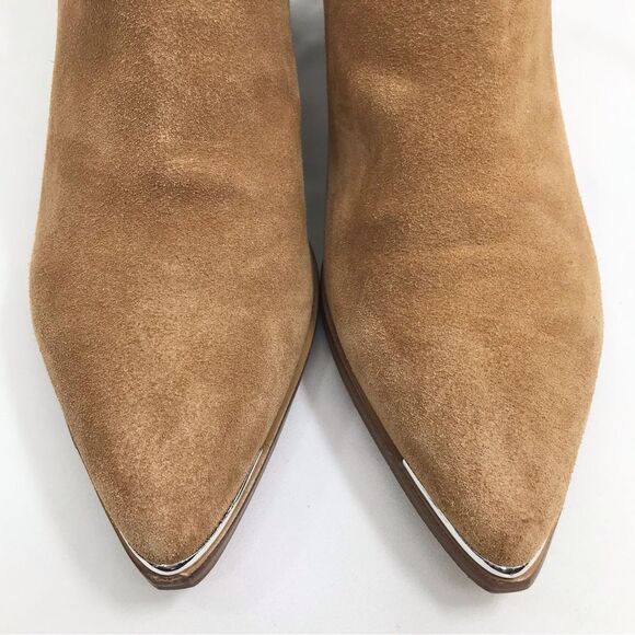 Marc Fisher YILDA Camel Brown Suede Leather Side Cutout Slip On Bootie - Picture 8 of 16